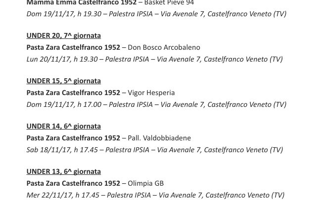 Il programma del weekend: tante partite al Palavenale