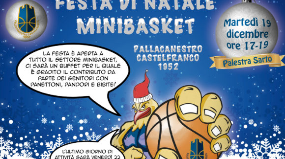 Martedì 19 dicembre alla Palestra Sarto la Festa di Natale del Minibasket