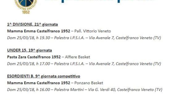 Domenica è scontro d’alta classifica al Palavenale per il Mamma Emma 1952 Domenica è scontro d’alta classifica al Palavenale per il Mamma Emma 1952