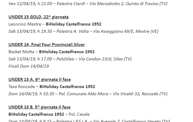 Venerdì si chiude la stagione regolare di Promozione, per l’U14 weekend di Final Four Venerdì si chiude la stagione regolare di Promozione, per l’U14 weekend di Final Four